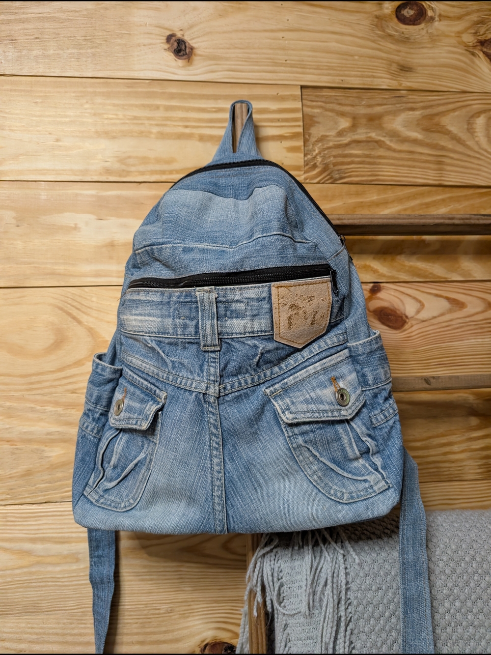 Light Blue Denim Backpack for Women - Casual Denim Daypack